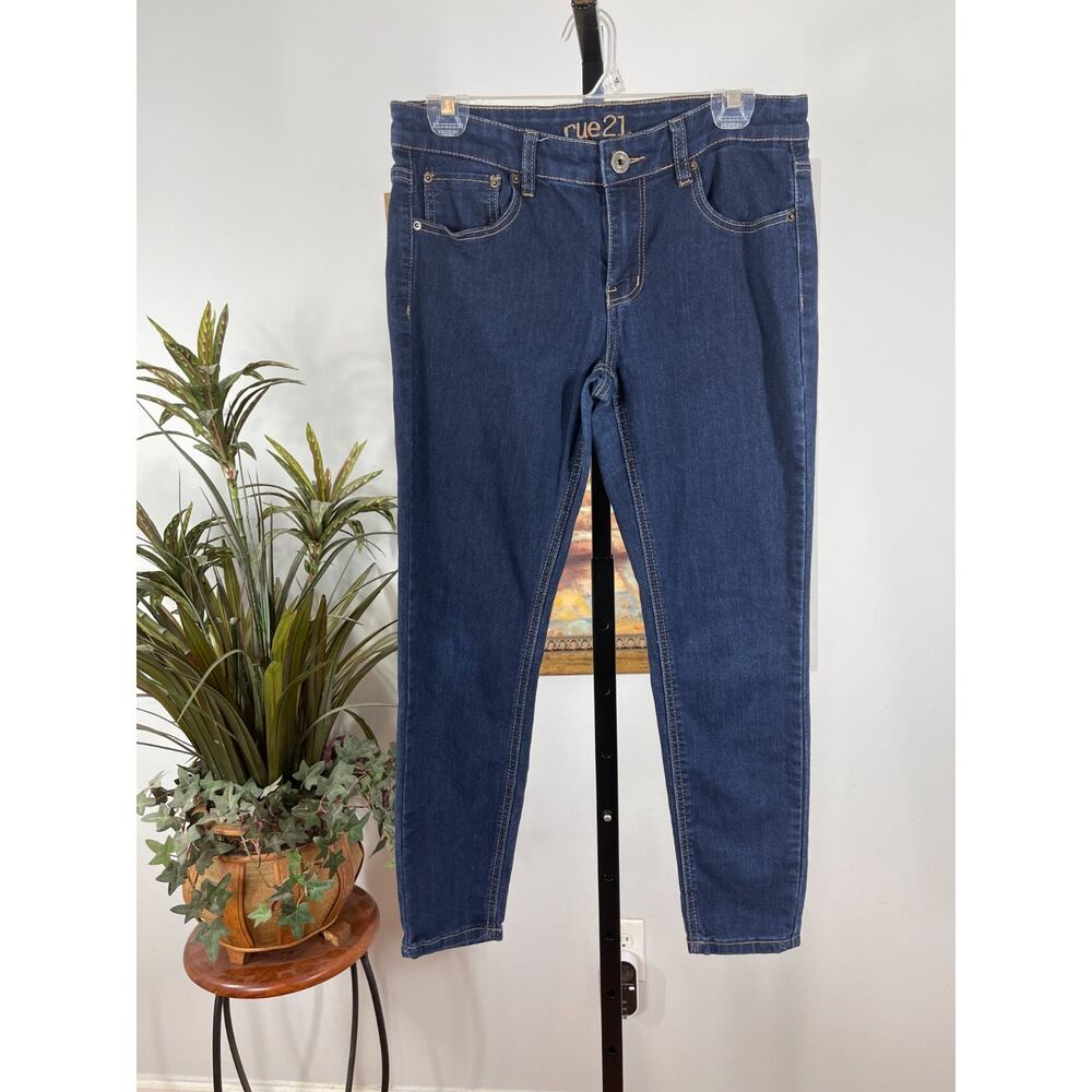 Rue‎ 21 Jeans Womens Blue Denim Skinny Leg Minimalist Dark Academia Classic Core